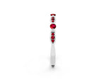 Alternating Marquise and Round Ruby Milgrain Band in Silver with Bezel Setting_2