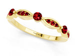 Alternating Marquise and Round Ruby Milgrain Band in Yellow gold with Bezel Setting_1