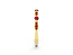 Alternating Marquise and Round Ruby Milgrain Band in Yellow gold with Bezel Setting_2