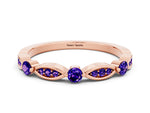 Alternating Marquise and Round Tanzanite Milgrain Band in Rose gold with Bezel Setting