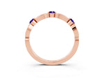 Alternating Marquise and Round Tanzanite Milgrain Band in Rose gold with Bezel Setting_3