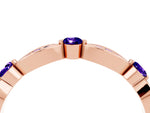 Alternating Marquise and Round Tanzanite Milgrain Band in Rose gold with Bezel Setting_4
