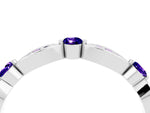 Alternating Marquise and Round Tanzanite Milgrain Band in Silver with Bezel Setting_4