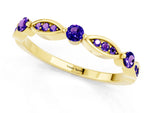 Alternating Marquise and Round Tanzanite Milgrain Band in Yellow gold with Bezel Setting_1