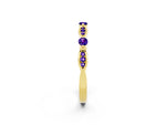 Alternating Marquise and Round Tanzanite Milgrain Band in Yellow gold with Bezel Setting_2