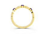 Alternating Marquise and Round Tanzanite Milgrain Band in Yellow gold with Bezel Setting_3