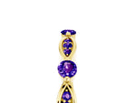 Alternating Marquise and Round Tanzanite Milgrain Band in Yellow gold with Bezel Setting_5
