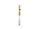 Alternating Marquise and Round Yellow Sapphire Milgrain Band in Silver with Bezel Setting_2