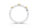 Alternating Marquise and Round Yellow Sapphire Milgrain Band in Silver with Bezel Setting_3