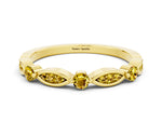 Alternating Marquise and Round Yellow Sapphire Milgrain Band in Yellow gold with Bezel Setting