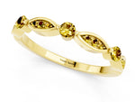 Alternating Marquise and Round Yellow Sapphire Milgrain Band in Yellow gold with Bezel Setting_1