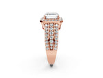 Asscher Cut Diamond Halo Engagement Ring in Rose gold with Triple-Row Round Band_20