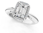 Asscher Cut Diamond Halo Engagement Ring in White gold with Plain Split Shank and Prong Setting_91