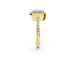 Asscher Cut Diamond Halo Engagement Ring in Yellow gold with Milgrain Detail and Pavé Band_2