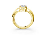Asscher Cut Diamond Halo Engagement Ring in Yellow gold with Plain Split Shank and Prong Setting_3