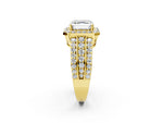 Asscher Cut Diamond Halo Engagement Ring in Yellow gold with Triple-Row Round Band_20