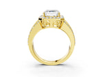 Asscher Cut Diamond Halo Engagement Ring in Yellow gold with Triple-Row Round Band_21