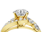 Asscher Cut Diamond Halo Ring in Yellow gold with Marquise and Pavé Band in Prong Setting_4