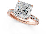 Asscher Cut Diamond Hidden Halo Engagement Ring in Rose gold with Round Pavé Band_19
