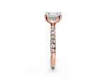 Asscher Cut Diamond Hidden Halo Engagement Ring in Rose gold with Round Pavé Band_20
