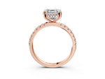 Asscher Cut Diamond Hidden Halo Engagement Ring in Rose gold with Round Pavé Band_21