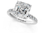 Asscher Cut Diamond Hidden Halo Engagement Ring in White gold with Round Pavé Band_19