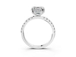 Asscher Cut Diamond Hidden Halo Engagement Ring in White gold with Round Pavé Band_21