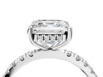 Asscher Cut Diamond Hidden Halo Engagement Ring in White gold with Round Pavé Band_22