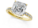 Asscher Cut Diamond Hidden Halo Engagement Ring in Yellow gold with Round Pavé Band_19