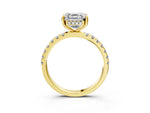 Asscher Cut Diamond Hidden Halo Engagement Ring in Yellow gold with Round Pavé Band_21