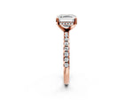 Asscher Cut Diamond Hidden Halo Solitaire Ring in Rose gold with Round Pavé Band and Prong Setting_62