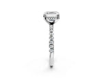 Asscher Cut Diamond Hidden Halo Solitaire Ring in White gold with Round Pavé Band and Prong Setting_62