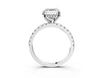 Asscher Cut Diamond Hidden Halo Solitaire Ring in White gold with Round Pavé Band and Prong Setting_63