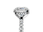 Asscher Cut Diamond Hidden Halo Solitaire Ring in White gold with Round Pavé Band and Prong Setting_65