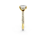 Asscher Cut Diamond Hidden Halo Solitaire Ring in Yellow gold with Round Pavé Band and Prong Setting_62