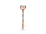 Asscher Cut Diamond Pavé Band Solitaire Ring in Rose gold with Round Accents_26
