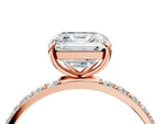 Asscher Cut Diamond Pavé Band Solitaire Ring in Rose gold with Round Accents_28