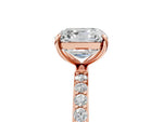 Asscher Cut Diamond Pavé Band Solitaire Ring in Rose gold with Round Accents_29