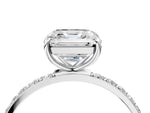 Asscher Cut Diamond Pavé Band Solitaire Ring in White gold with Round Accents_28