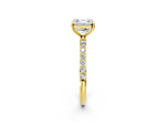 Asscher Cut Diamond Pavé Band Solitaire Ring in Yellow gold with Round Accents_26