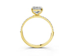 Asscher Cut Diamond Pavé Band Solitaire Ring in Yellow gold with Round Accents_27