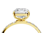 Asscher Cut Diamond Pavé Band Solitaire Ring in Yellow gold with Round Accents_28
