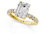 Asscher Cut Diamond Pavé Solitaire Ring in Yellow gold with Round Pavé Band and Prong Setting_1