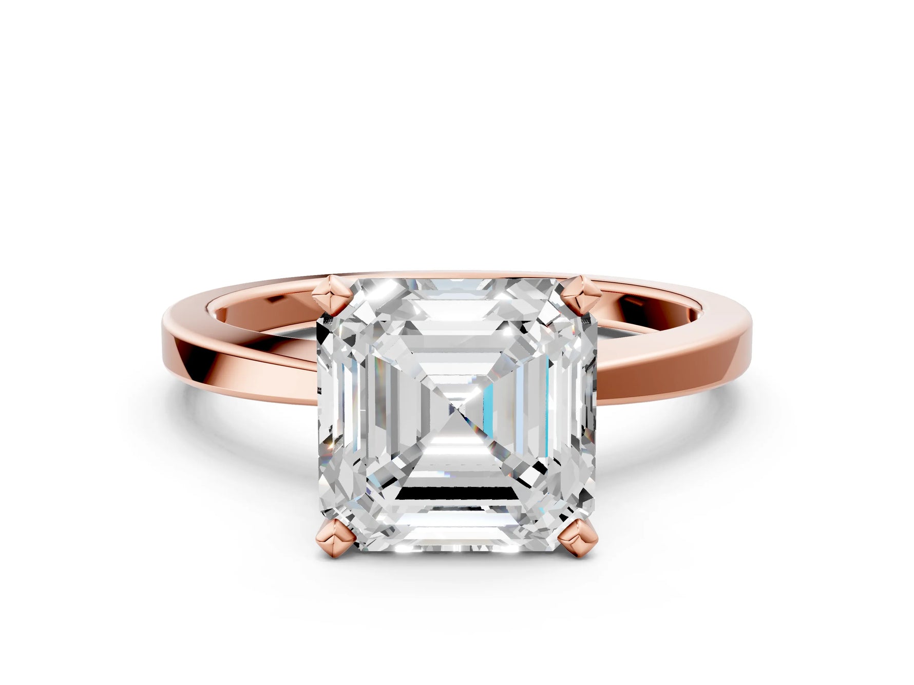 Asscher Cut Diamond Solitaire Engagement Ring in Rose gold with Prong Setting_18