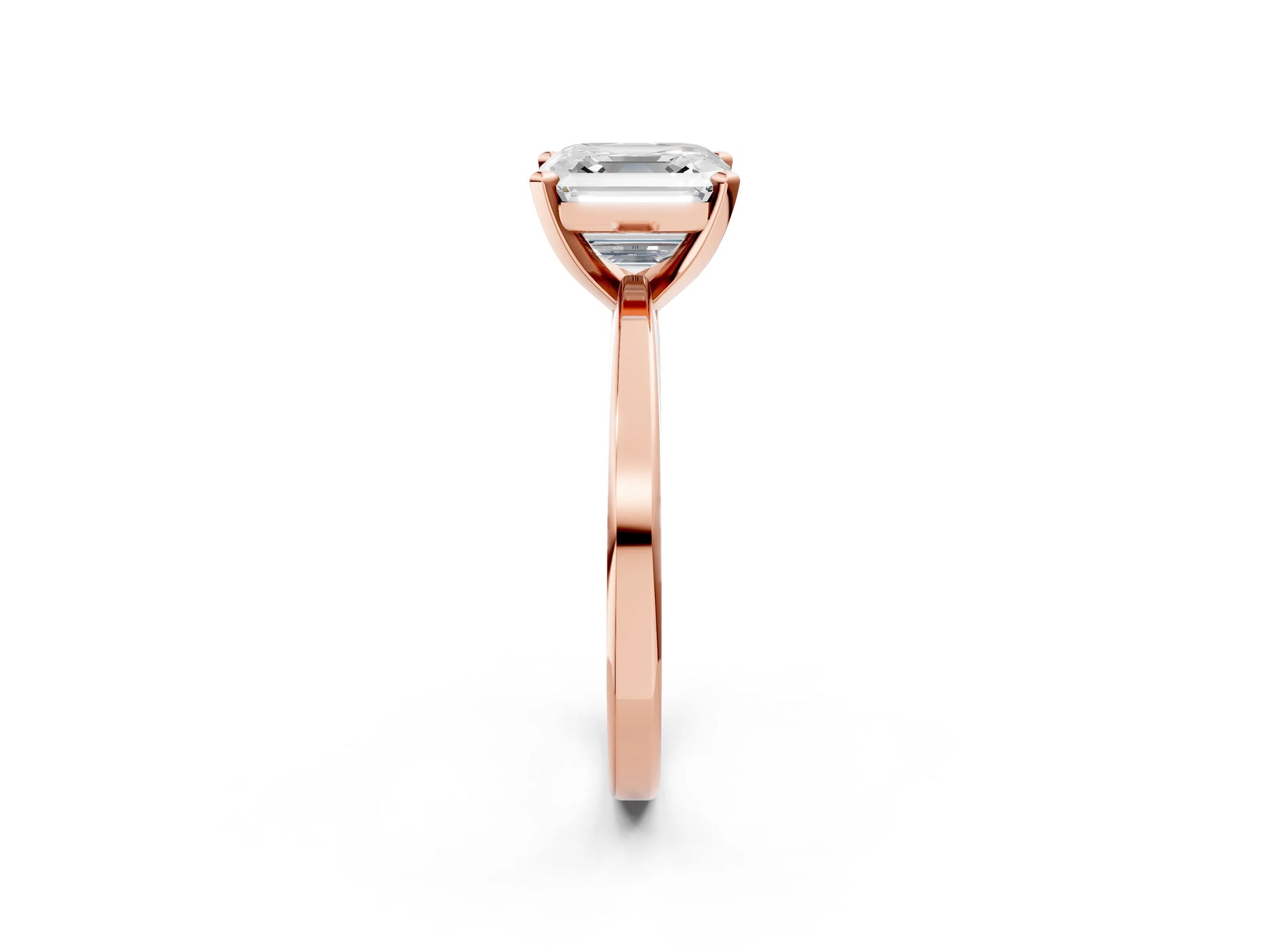 Asscher Cut Diamond Solitaire Engagement Ring in Rose gold with Prong Setting_20