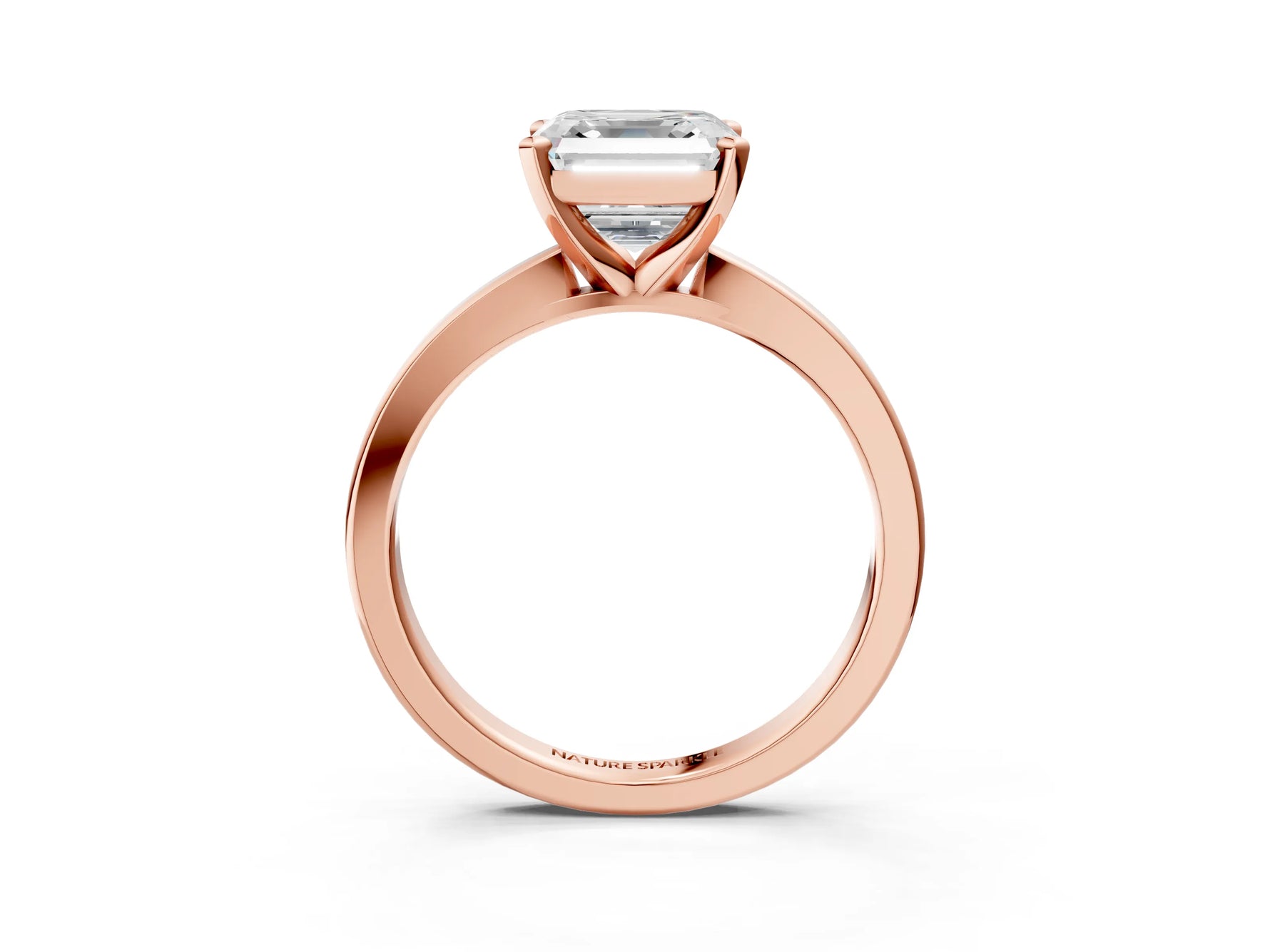 Asscher Cut Diamond Solitaire Engagement Ring in Rose gold with Prong Setting_21
