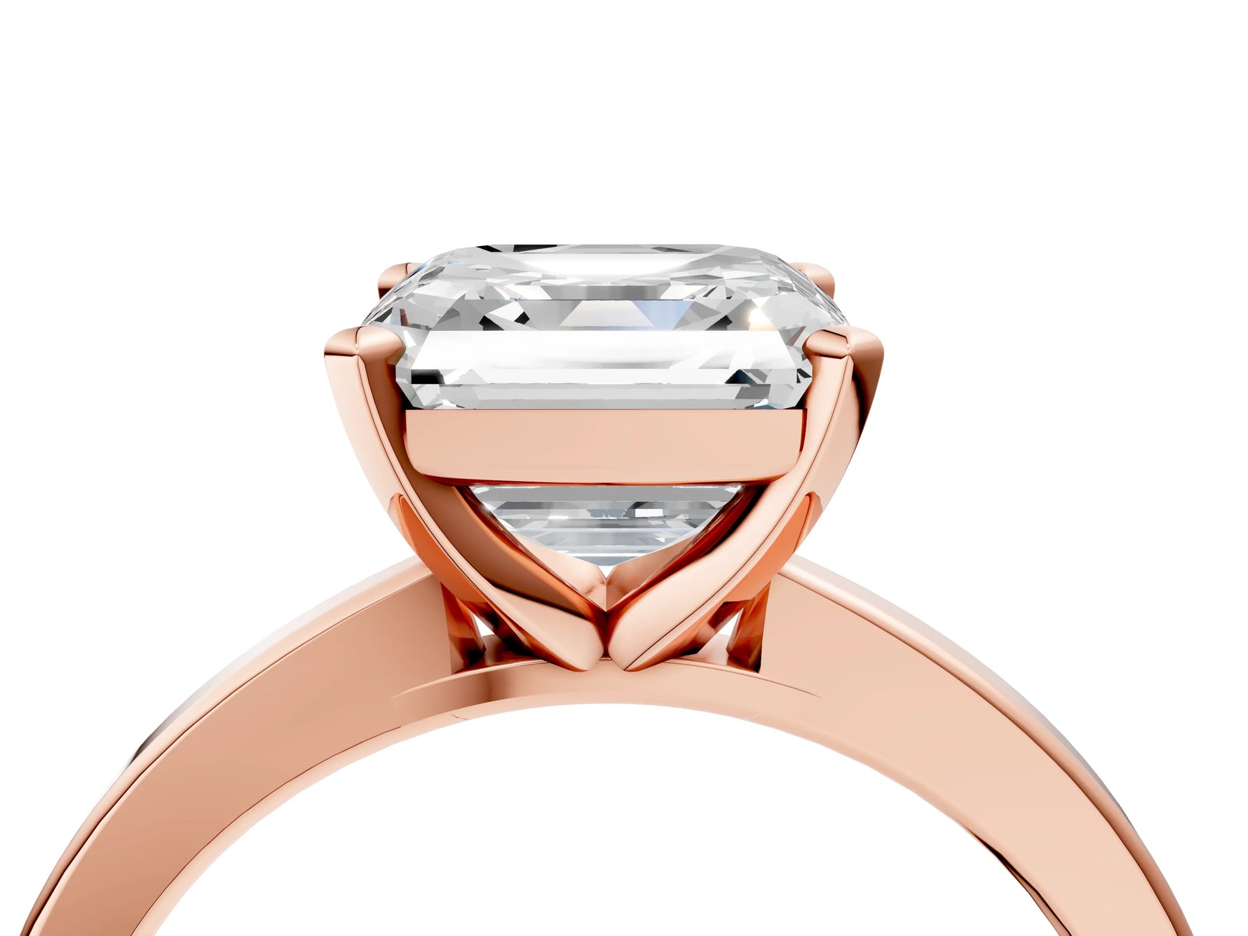 Asscher Cut Diamond Solitaire Engagement Ring in Rose gold with Prong Setting_22