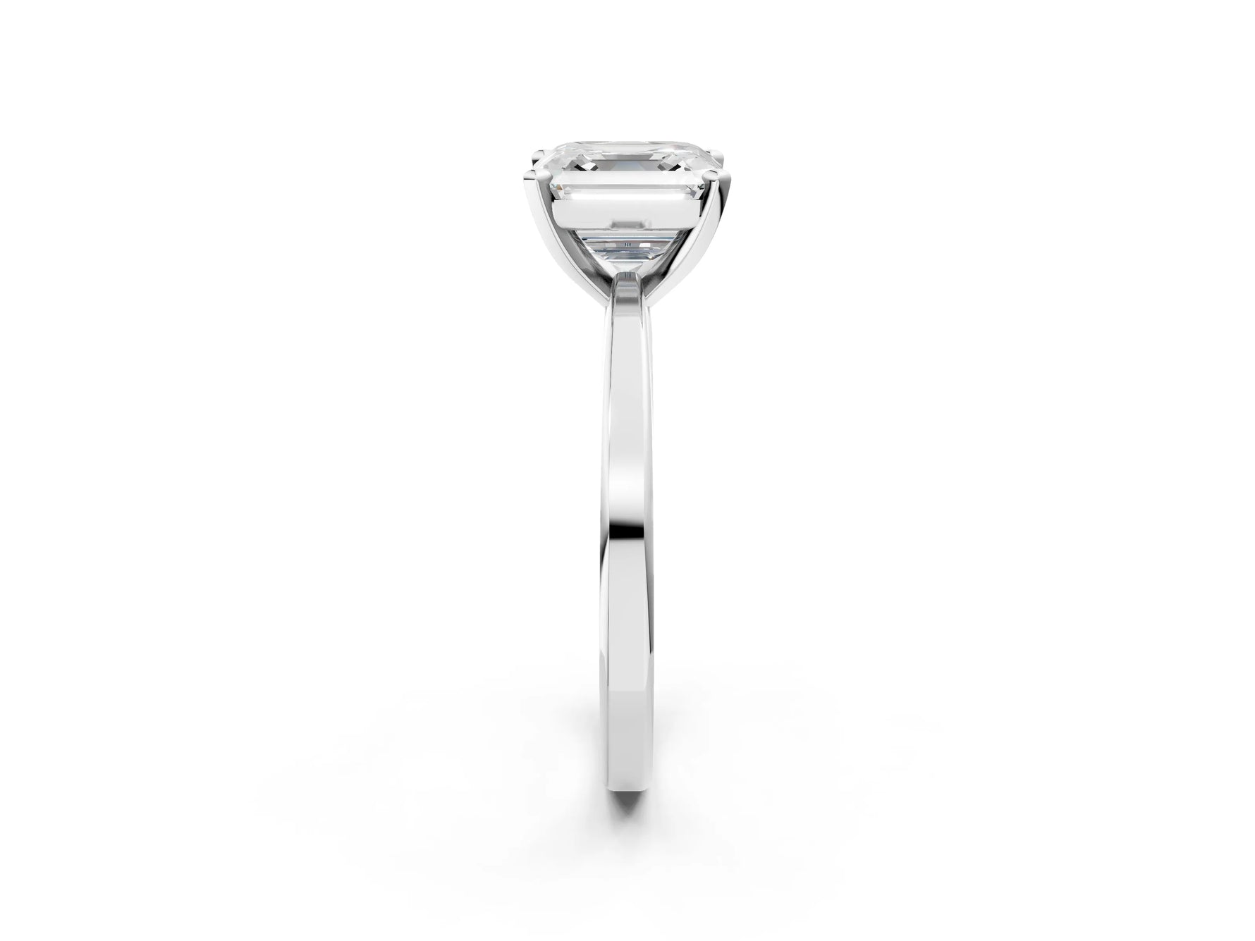 Asscher Cut Diamond Solitaire Engagement Ring in White gold with Prong Setting_20