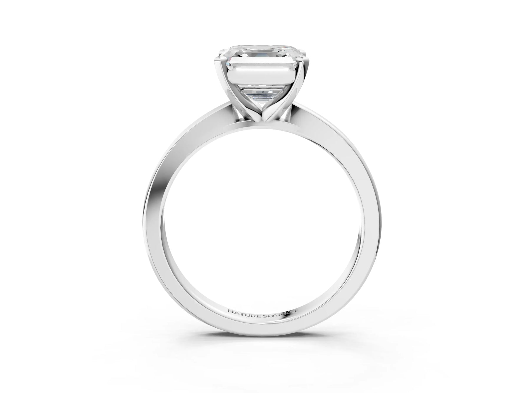 Asscher Cut Diamond Solitaire Engagement Ring in White gold with Prong Setting_21