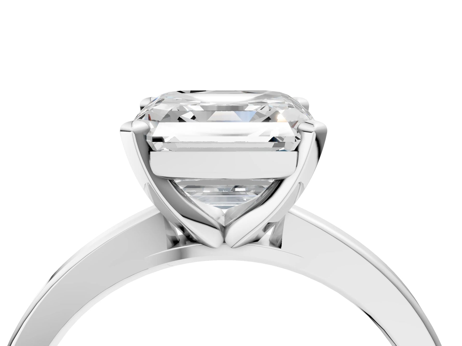 Asscher Cut Diamond Solitaire Engagement Ring in White gold with Prong Setting_22